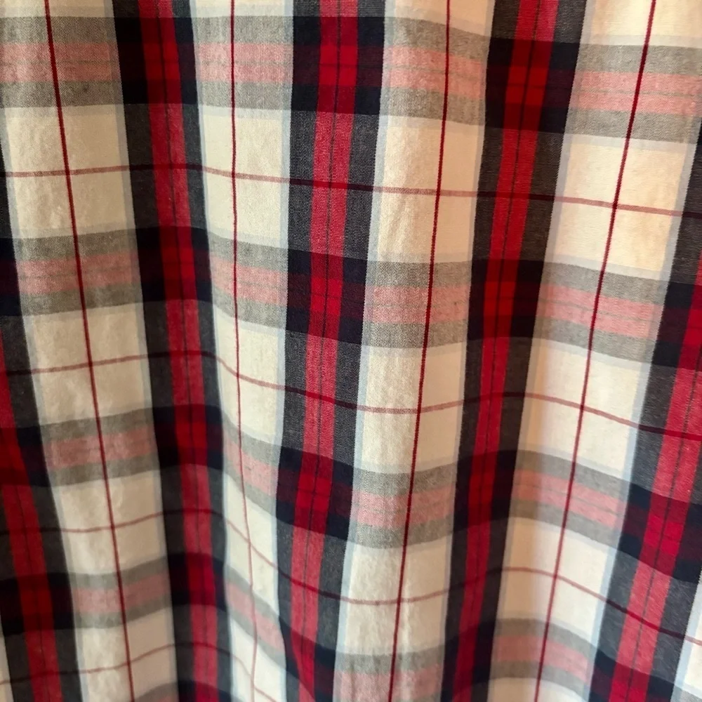J. Crew Men's Navy, Red, and White Plaid Shirt